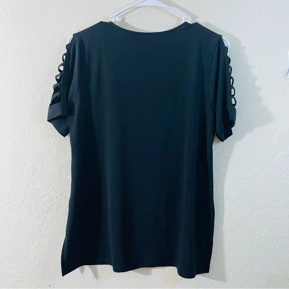 Michael Kors Black Cold Shoulder Tee Women Size Medium